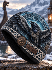 Bonnet tricoté chaud pour l’automne et l’hiver, style viking vintage