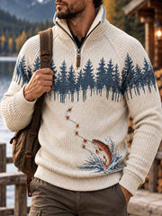 Sweat-shirt vintage pour homme à motif de pêche imprimé