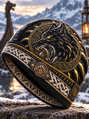 Bonnet tricoté chaud pour l’automne et l’hiver, style viking vintage