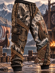 Pantalon de survêtement décontracté pour homme, motif viking