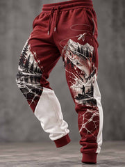 Pantalon long imprimé motif pêche vintage pour homme