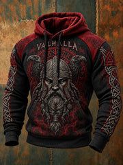 Sweat à capuche imprimé Valhalla style viking pour homme