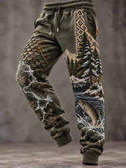 Pantalon long imprimé motif pêche vintage pour homme