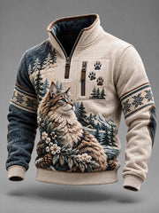 Sweat-shirt à imprimé loup nordique pour homme