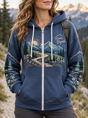 Chandail à capuchon zippé Wilderness Trail Print Hike Lovers Femme