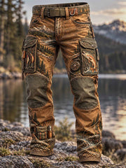 Pantalon long imprimé motif pêche vintage pour homme