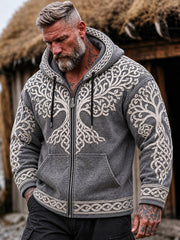 Hommes Vintage Viking inspiré Celtic Tree Of Life Print Casual Zip-Up Hoodie