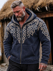 Vintage Viking inspiré noeud celtique Imprimer Casual Zip-Up Hoodie des hommes
