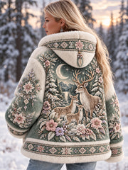 Manteau en flanelle à motifs d'animaux pour femme, collection automne-hiver nordique