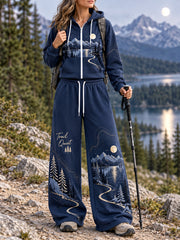Ensemble deux pièces pour femmes: sweat à capuche et pantalon de randonnée, motif sentiers sauvages, pour les amoureuses de la nature