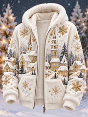 Paysage d'hiver de neige des hommes dans l'Europe septentrionale Veste en flanelle