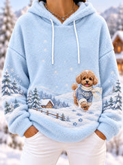 Les femmes de l'hiver mignon Teddy Dog Print Dog Lovers Casual flanelle Hoodie