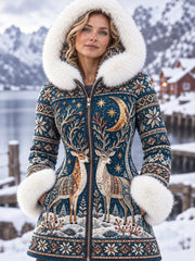 Veste à capuche femme nordique automne et hiver animaux