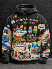 Sweat à capuche imprimé pour hommes «Les enfants ont droit à l'éducation»