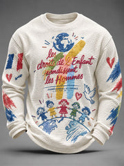 T-shirt à manches longues en waffle «Les droits de l’Enfant font grandir les Hommes» pour hommes