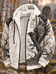 Veste en flanelle rétro nordique pour homme à imprimé animalier viking