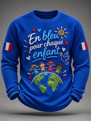 T-shirt à manches longues en maille gaufrée pour hommes, pour chaque enfant