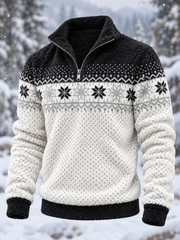 Sweat-shirt en flanelle pour homme, motif géométrique flocon de neige de style Fair Isle nordique