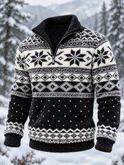 Sweat-shirt en flanelle pour homme, motif géométrique flocon de neige de style Fair Isle nordique