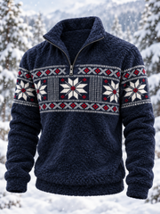 Sweat-shirt en flanelle pour homme, motif géométrique flocon de neige de style Fair Isle nordique