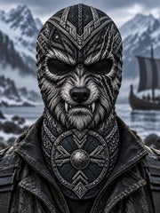 Cagoule intégrale style viking à motif artistique