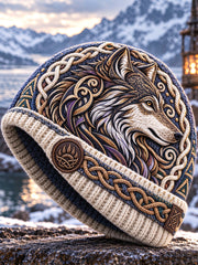 Bonnet tricoté chaud pour l’automne et l’hiver, style viking vintage