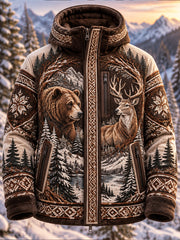 Veste hardshell nordique pour homme, motifs animaux, automne-hiver