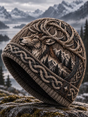 Bonnet tricoté chaud pour l’automne et l’hiver, style viking vintage