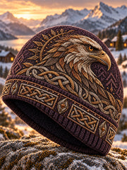 Unisexe rétro style Viking nordique Imprimer chaud chapeau tricoté froid