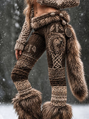 Legging en velours Viking Art Femme